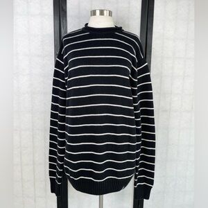 Men's Black and White Striped Sweater